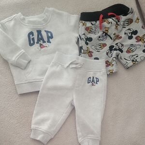 GAP Disney Baby Sweatshirt Set 6-12 Months & Mickey Shorts 18 Months